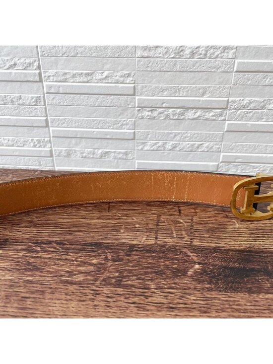 Hermes Leather Buckle Gold Belt Black Brown main image 8